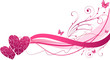 Vector: Floral wave with hearts Floral wave with hearts