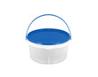 An full, plain, plastic blue bucket. With clipping path.