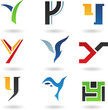 Vector illustration of abstract icons based on the letter Y