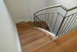 Modern wooden stairway in house