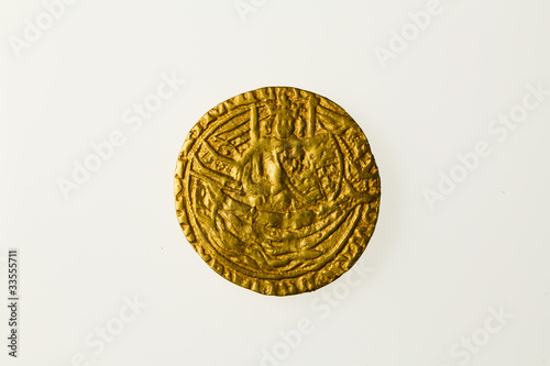Photo: Gold half noble of Britain's King Edward III, obverse Gold half noble of Britain's King Edward III, obverse