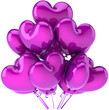 Birthday balloons party decoration in form of purple hearts