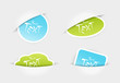 Set of blue green stickers in pockets. Set of blue green stickers in pockets.