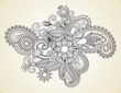 Hand-Drawn Abstract Henna Mendie Flowers Hand-Drawn Abstract Henna Mendie Flowers