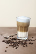 latte macchiato with coffeebeans