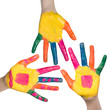 Colorful hands, children fun and leisure concept