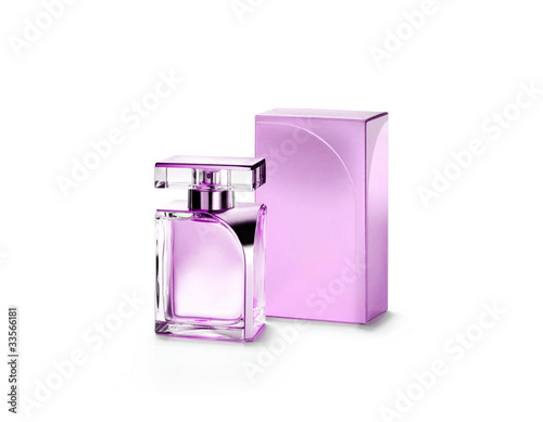 Photo: Perfume bottle on white background Perfume bottle on white background
