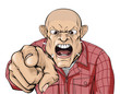 Angry man with shaved head shouting and pointing Angry man with shaved head shouting and pointing