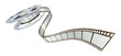 Movie film spooling out of film reel