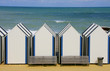 Reihe von Strandkabinen, Yport, Normandie