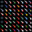 Illustration: Big Set of european, african and american flags on wings Big Set of european, african and american flags on wings
