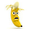 3d Peeled banana is very scared