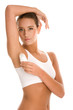 Woman using deodorant Woman using deodorant
