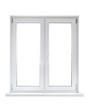 White plastic double door window isolated on white background White plastic double door window isolated on white background
