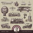 vintage means of transportation - set of design elements