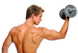 Muscular man with dumbbell