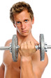 Toned man working out