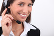 Smiling woman with headset