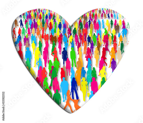 Illustration: Foule de gens dans un coeur Foule de gens dans un coeur