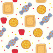 Seamless pattern with candies and cookies Seamless pattern with candies and cookies