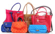 Many color women bags  on white