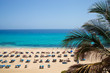 Foto: Sandy beach with sun loungers Sandy beach with sun loungers