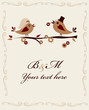 married birds on a branch, invitation template