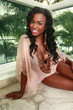 Cute African American at a tropical setting