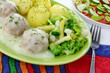 Pork meatballs with dill sauce