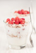 Yogurt with muesli and strawberries