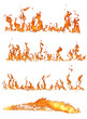 High resolution fire collection isolated on white background