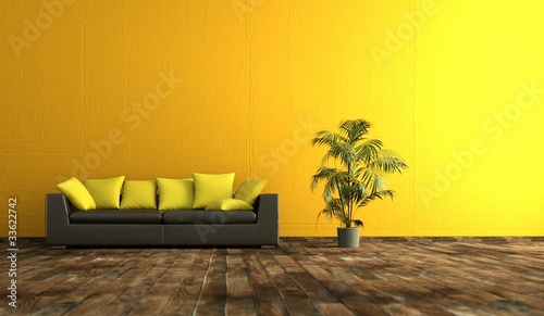 Illustration: Wohndesign - gelbe Wand Wohndesign - gelbe Wand