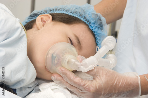 Photo: Child patient receiving artificial ventilation Child patient receiving artificial ventilation