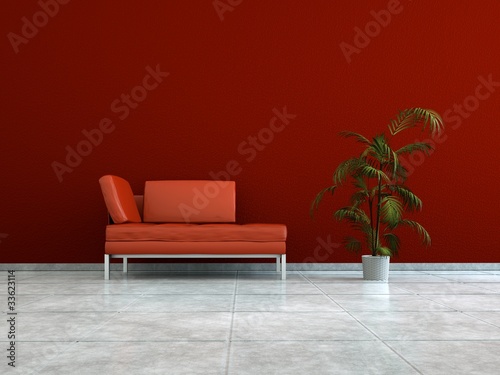 Illustration: Wohndesign rotes Ledersofa Wohndesign rotes Ledersofa