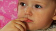 little baby eat boiled potatoes