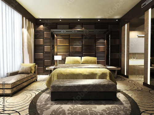 Photo: Modern bedroom of residences or hotels in minimalist style Modern bedroom of residences or hotels in minimalist style