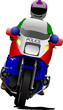 Policeman on police motorcycle on the road. Vector illustration Policeman on police motorcycle on the road. Vector illustration