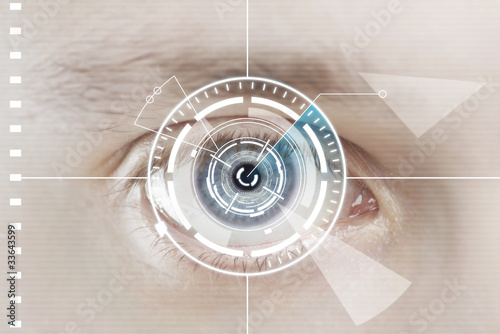 Photo: Technology scan man's eye for security or identification Technology scan man's eye for security or identification