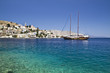 Colorful houses and sailing boat