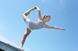 Portrait of a young woman doing exercises Portrait of a young woman doing exercises