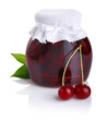 Cherry jam isolated on white