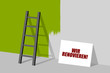 leiter mit schild wir renovieren! I