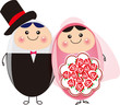 Wedding, the bride happy with the bride holding flowers Wedding, the bride happy with the bride holding flowers