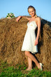 woman near haystack