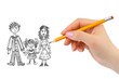 Photo: Hand drawing happy family Hand drawing happy family