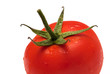 One tomato fragment macro shot isolated over white background