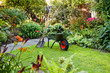 Working with wheelbarrow  in the garden