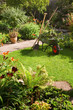 Working with wheelbarrow  in the garden