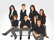 Group people wearing black clothes on sofa Group people wearing black clothes on sofa