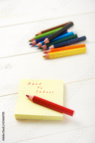 Photo: pencil and postit with back to school text pencil and postit with back to school text